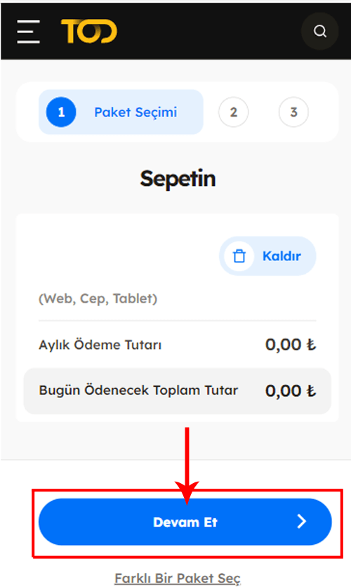Paket onay ekranı