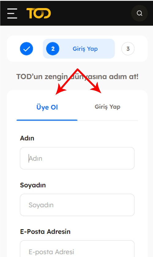 Üyelik girişi