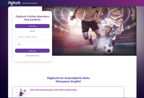 Digiturk Online İşlemler giriş ekranı