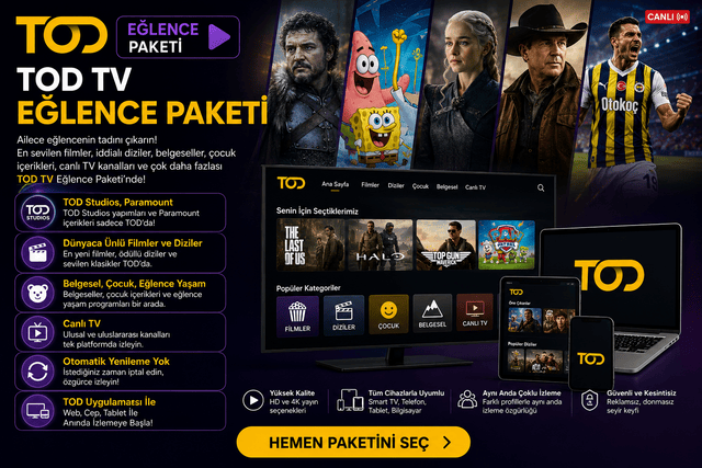 TOD TV Eğlence Paketi 1 Aylık, 3 Ekran